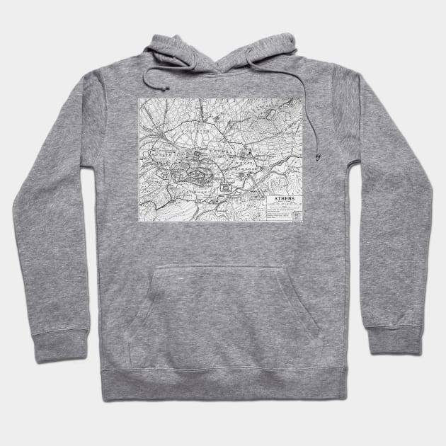 Vintage Map of Athens Greece (1911) Hoodie by Bravuramedia